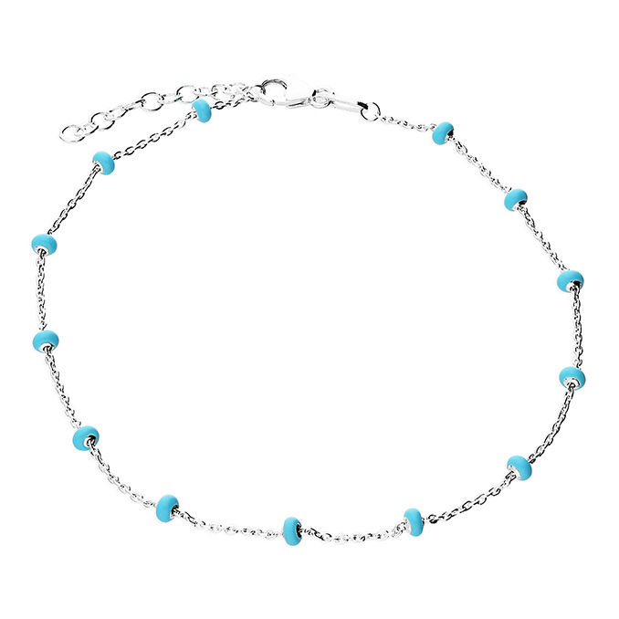 Thumbnail: Silver & turquoise enamel anklet