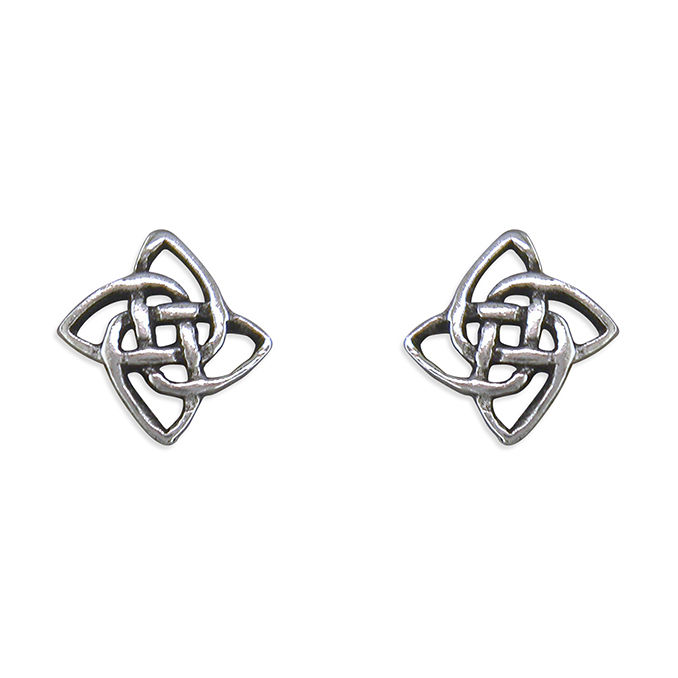 Silver small square celtic knot studs