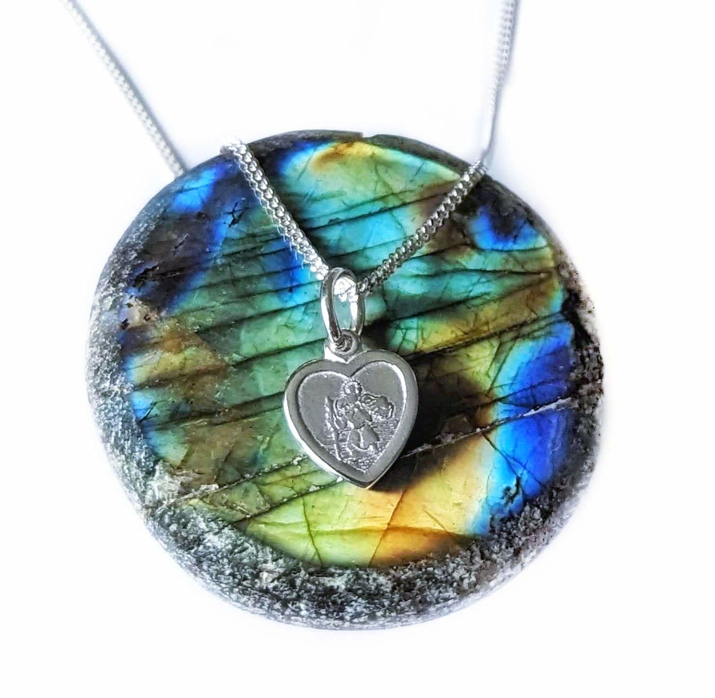 Silver little heart St Christopher necklace