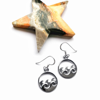 Sterling silver double wave drop earrings. Wave atop waves silver earrings