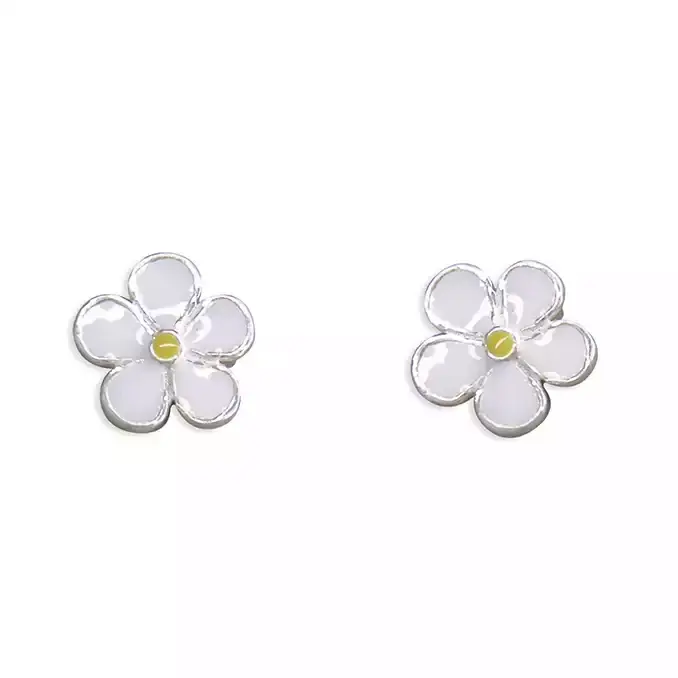 Thumbnail: Silver & enamel daisy studs