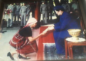 Karen story weaving being presented to t