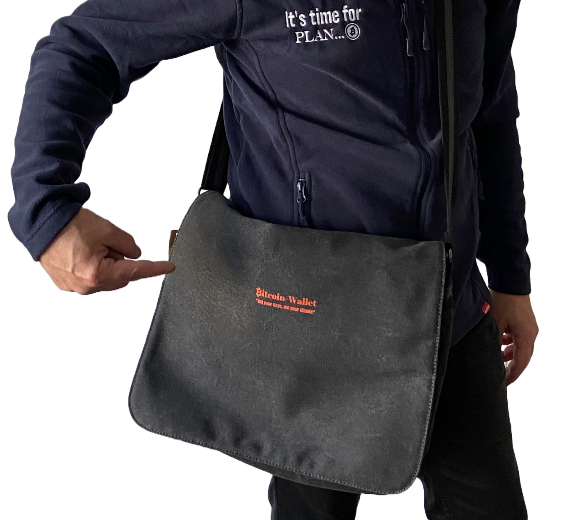 Umhängetasche mit Bitcoin Aufdruck Bitcoin Wallet not your keys, not your bitcoin