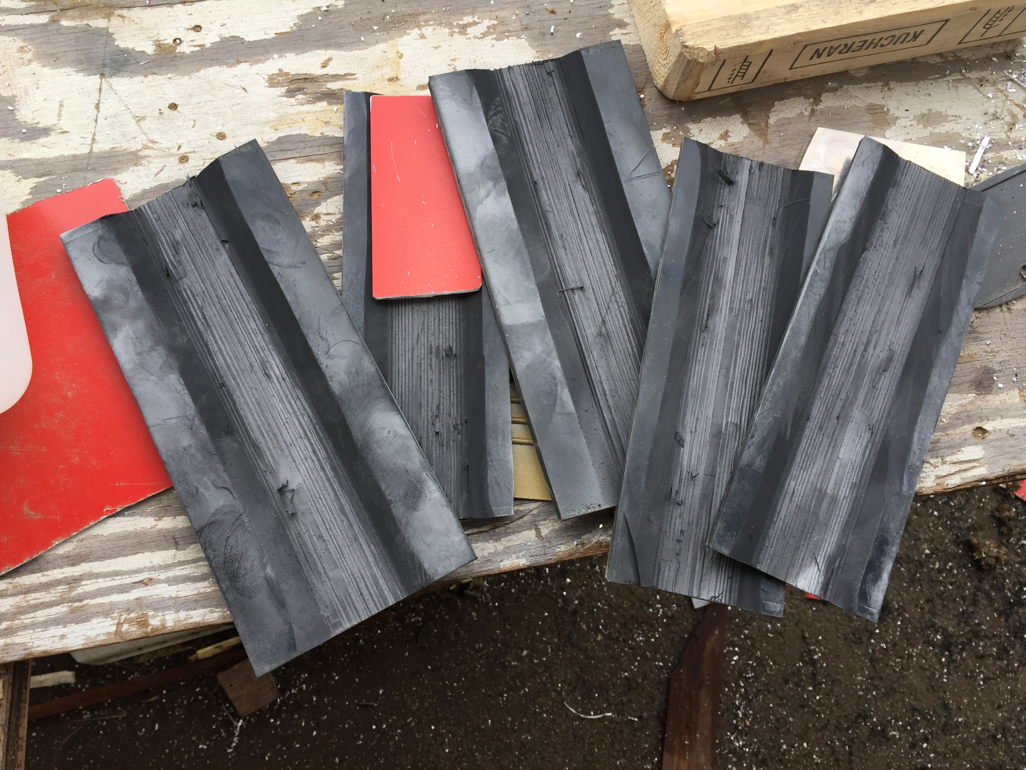 Rubber parts ready for hole saw