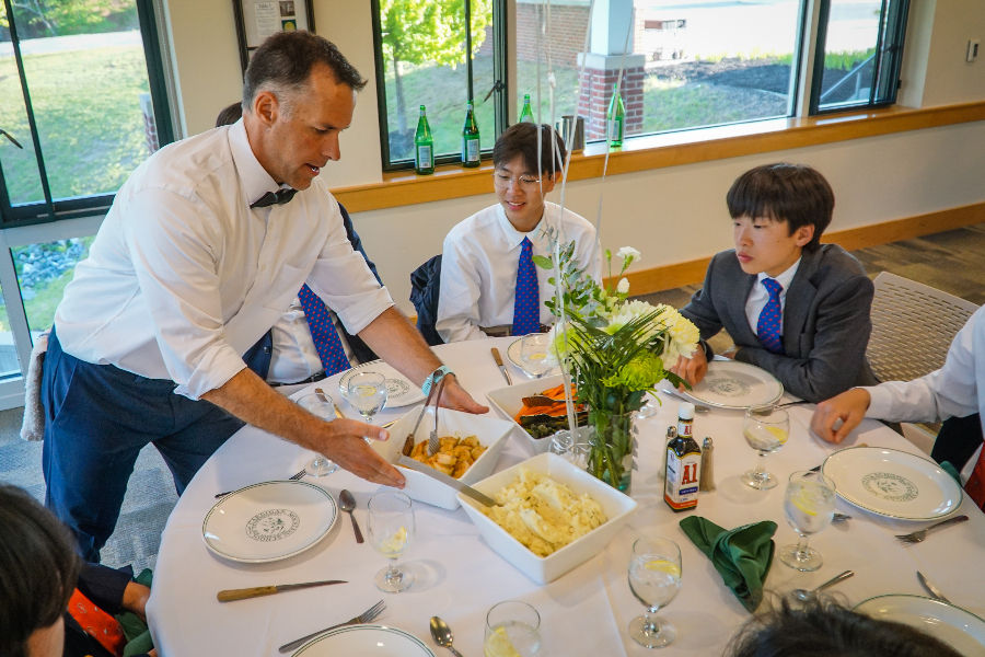 At the Senior Banquet, wearing the Polar Bear ties we earned.