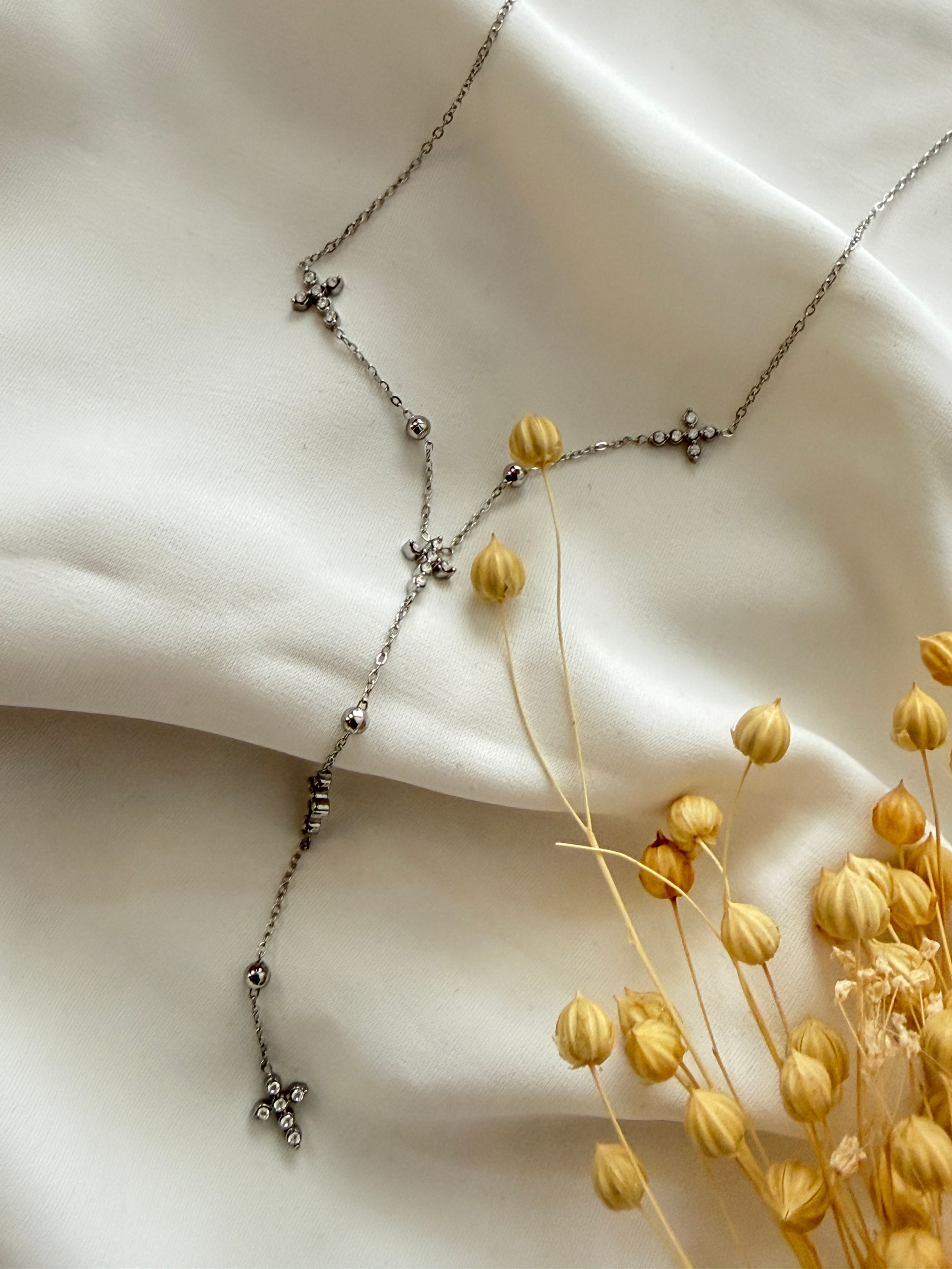 Silver Crosses Allover Κολιέ 