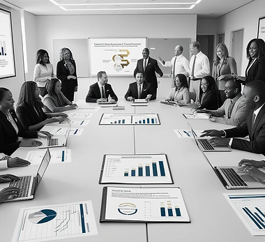 “Generate a high-resolution, black-and-white image depicting a diverse group of educators