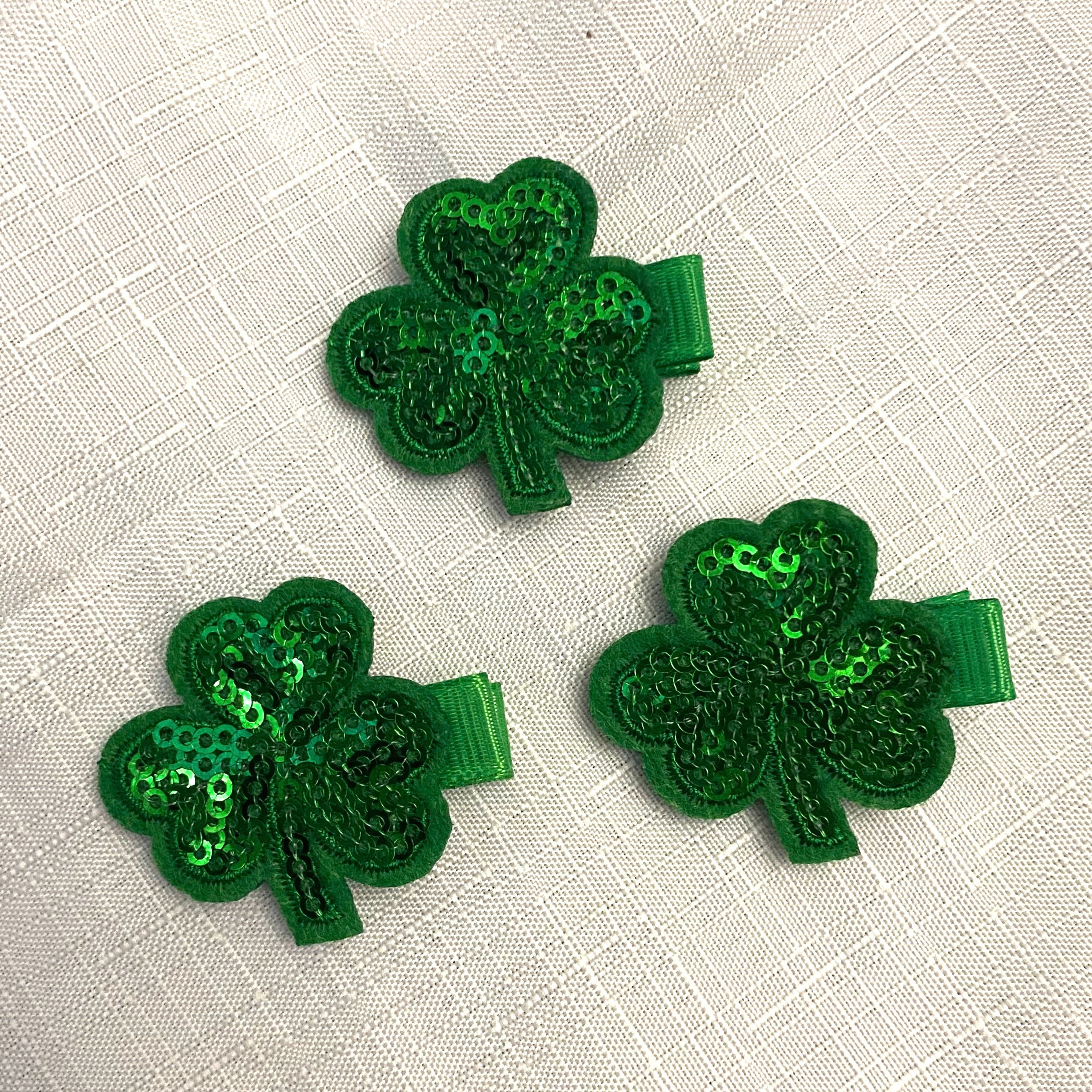 Sequin Shamrock Crocodile Clip