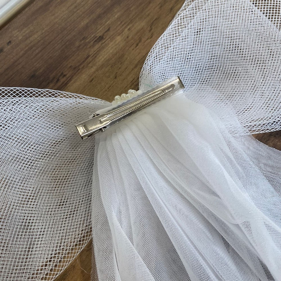 Thumbnail: Extra Large Bow with Pearl Detail Veil