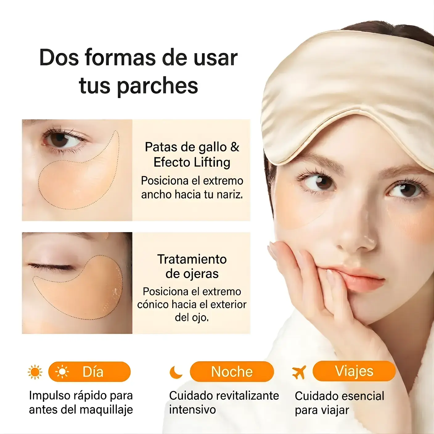 Abib Glutathione Kojic Acid Eye Patch con dos formas de uso: cuidado rápido antes del maquillaje o tratamiento de noche