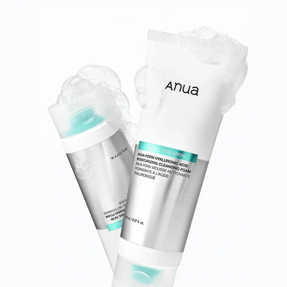 Anua PDRN Hyaluronic Acid Moisturizing Cleansing Foam, limpiador coreano con PDRN para poros, sebo e hidratación