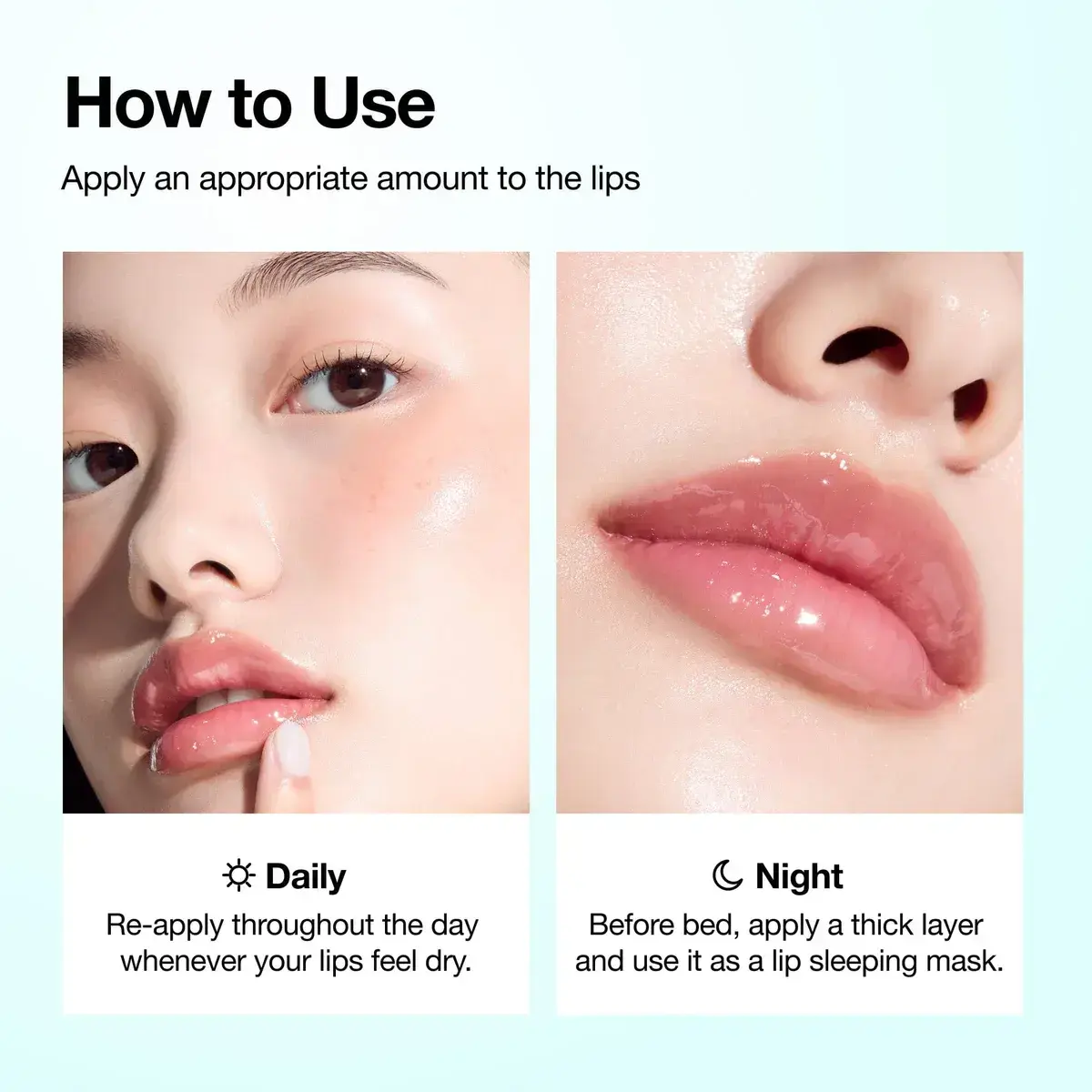 Modo de uso de Anua PDRN Lip Serum para hidratar labios secos y mejorar la sensación de suavidad