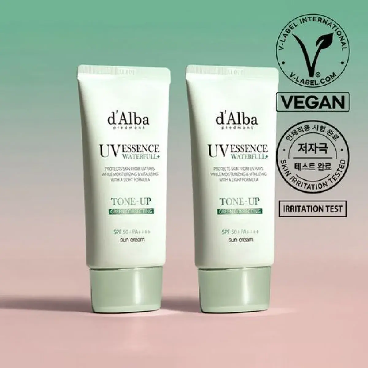 Crema solar coreana d'Alba con filtro verde corrector, fórmula vegana y reef-friendly