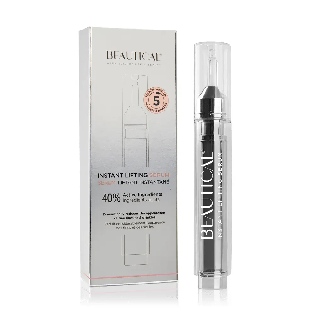 Sérum de ojos Beautical Instant Lifting Serum sobre fondo neutro