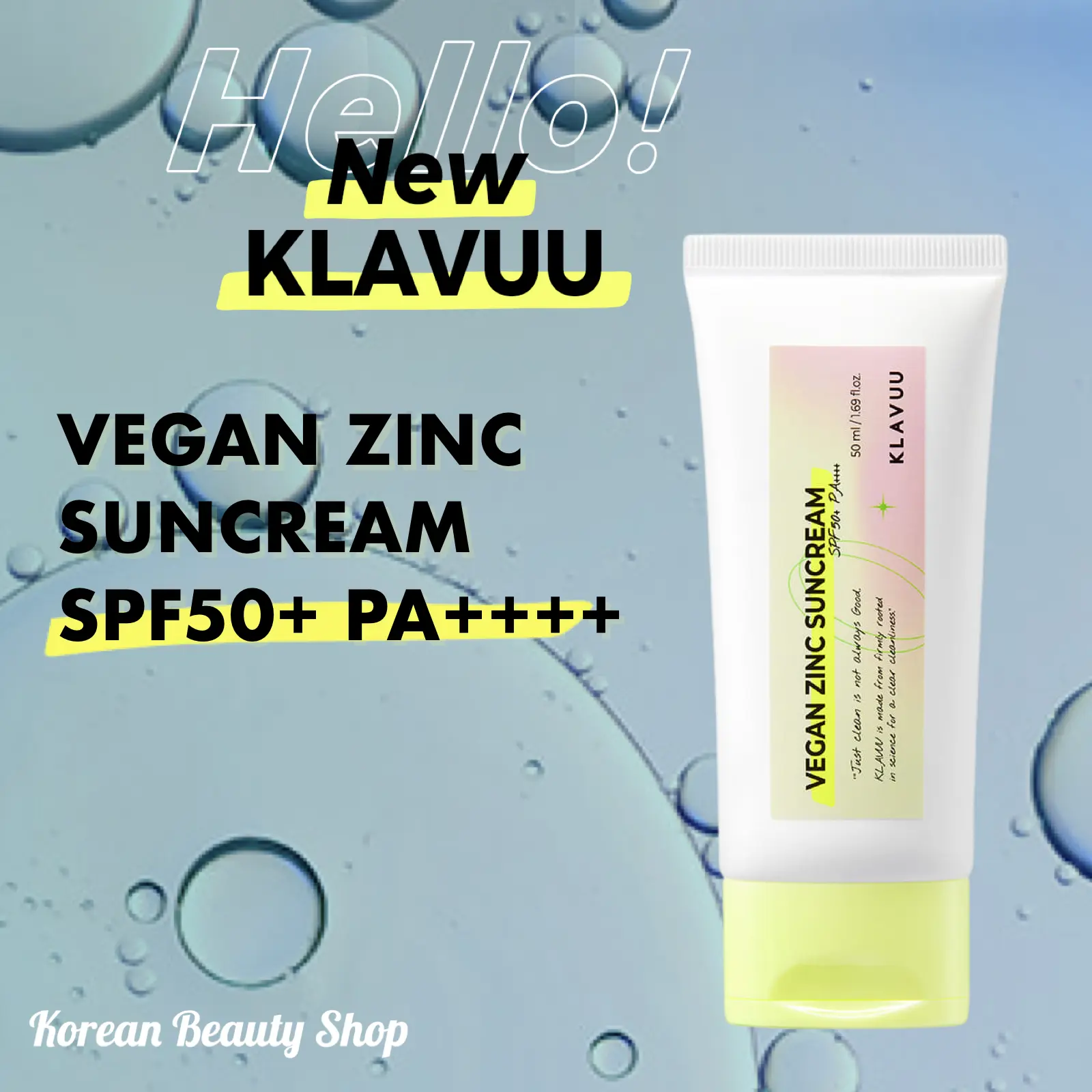Klavuu Vegan Zinc Suncream SPF50+ PA++++ 50 ml