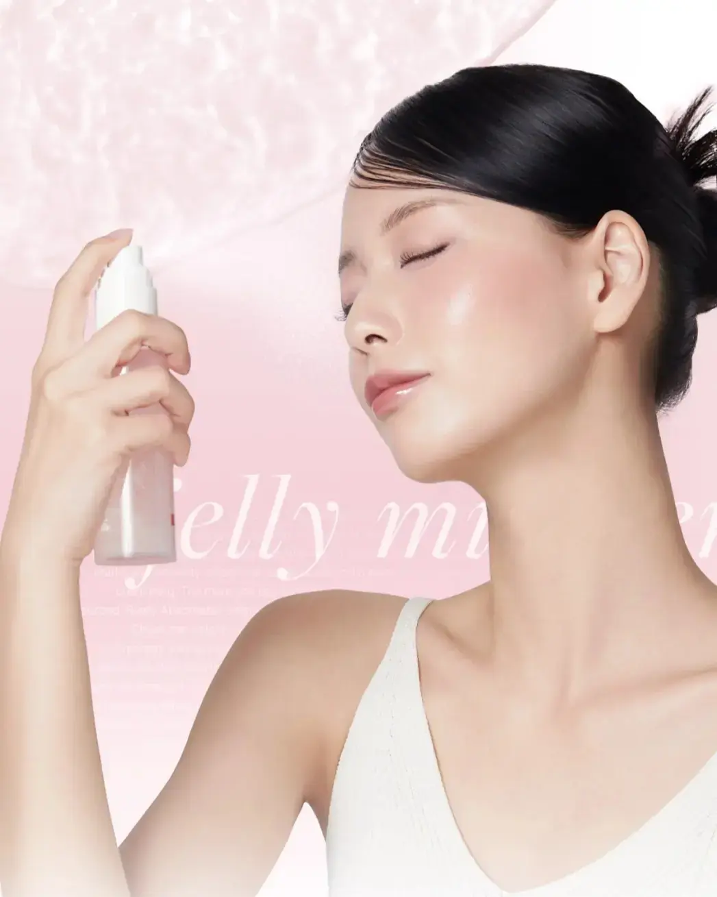 Aplicación de bruma facial Medicube PDRN Pink Collagen Glow Jelly Mist Serum