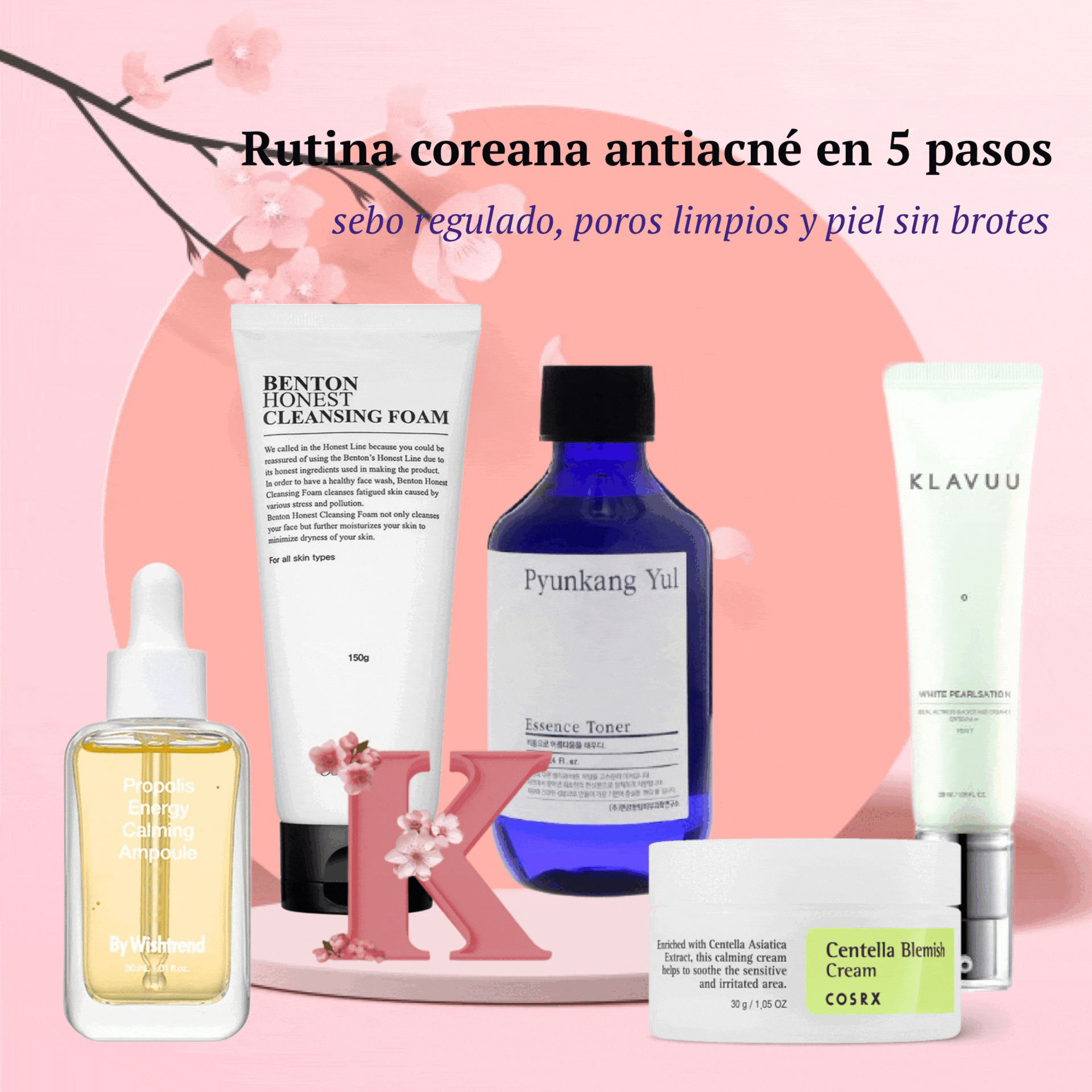 Conjunto Facial 5 Produtos Pele com Acne | Korean Beauty Shop Portugal