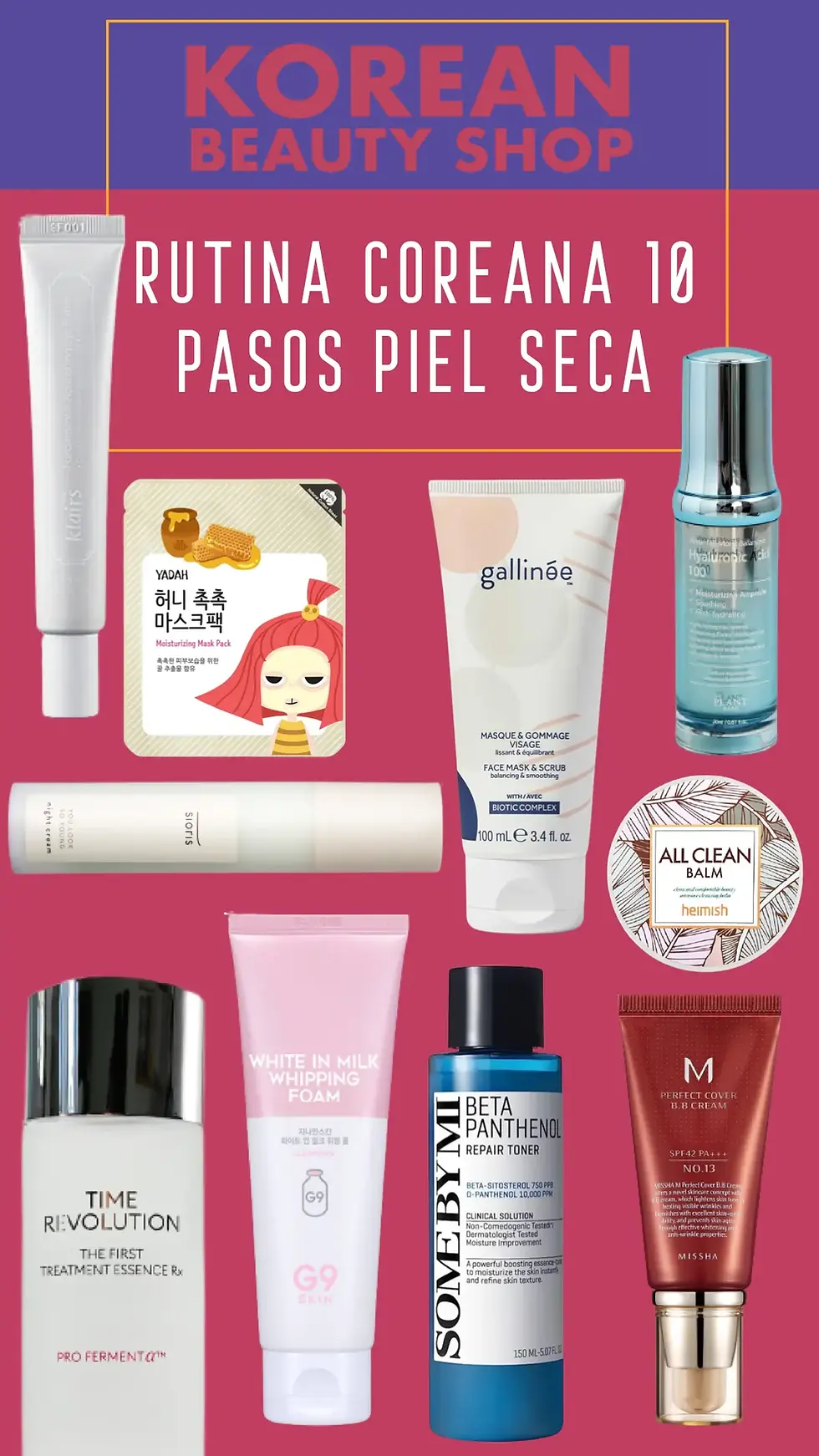 Rutina Facial Coreana de 10 Pasos Piel Seca