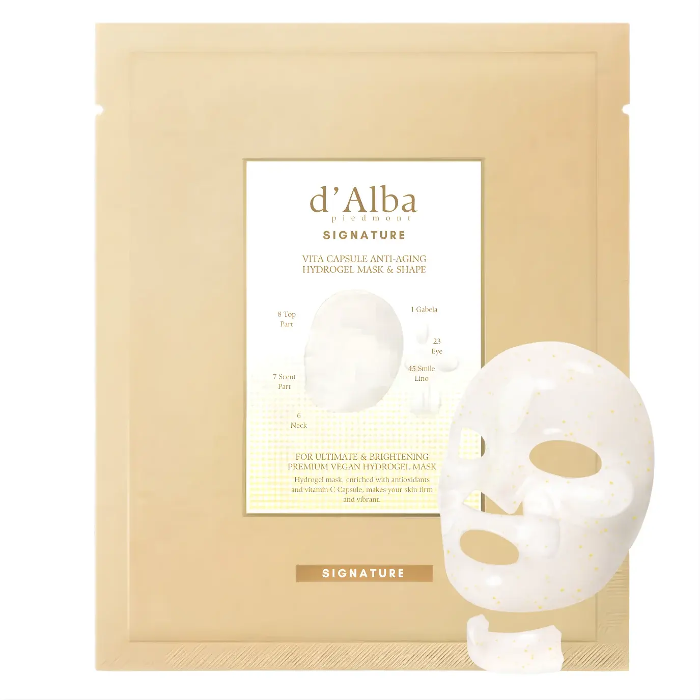 d'Alba Piedmont Signature Vita Capsule Anti-Aging Collagen Hydrogel Mask 8 Shape mascarilla hidrogel antiedad con colágeno
