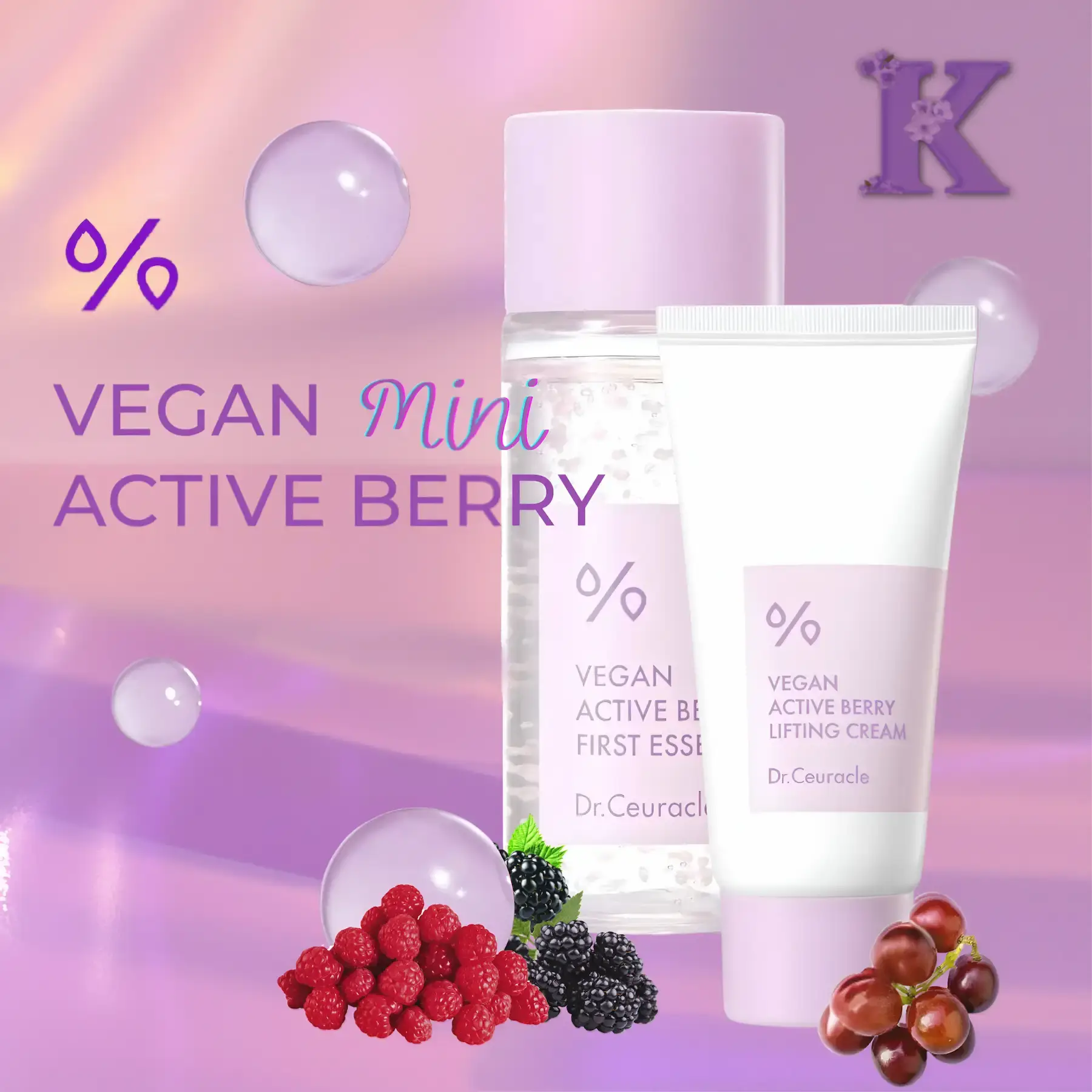 Dr. Ceuracle Vegan Active Berry First Essence Mini - Esencia Facial Coreana Tamaño Viaje