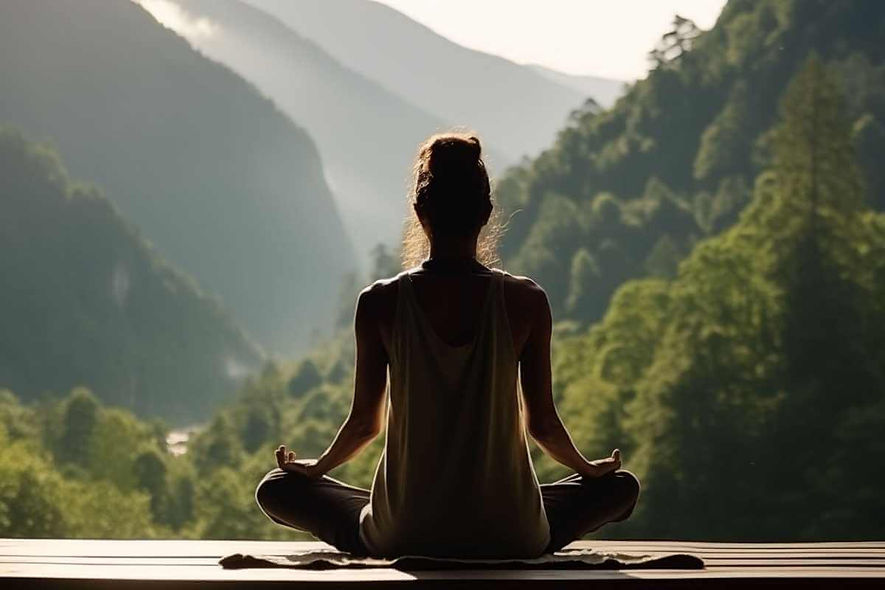 A woman sitting cross-legged outdoors, symbolizing the grounding and self-connection found in Jen Schmidt’s breathwork sessions in Langley, BC.
