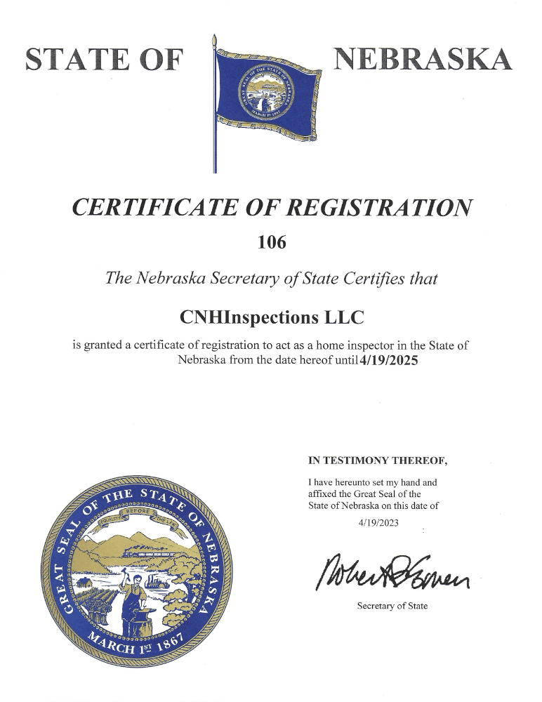 Nebraska Registered Home Inspector CNHInspections
