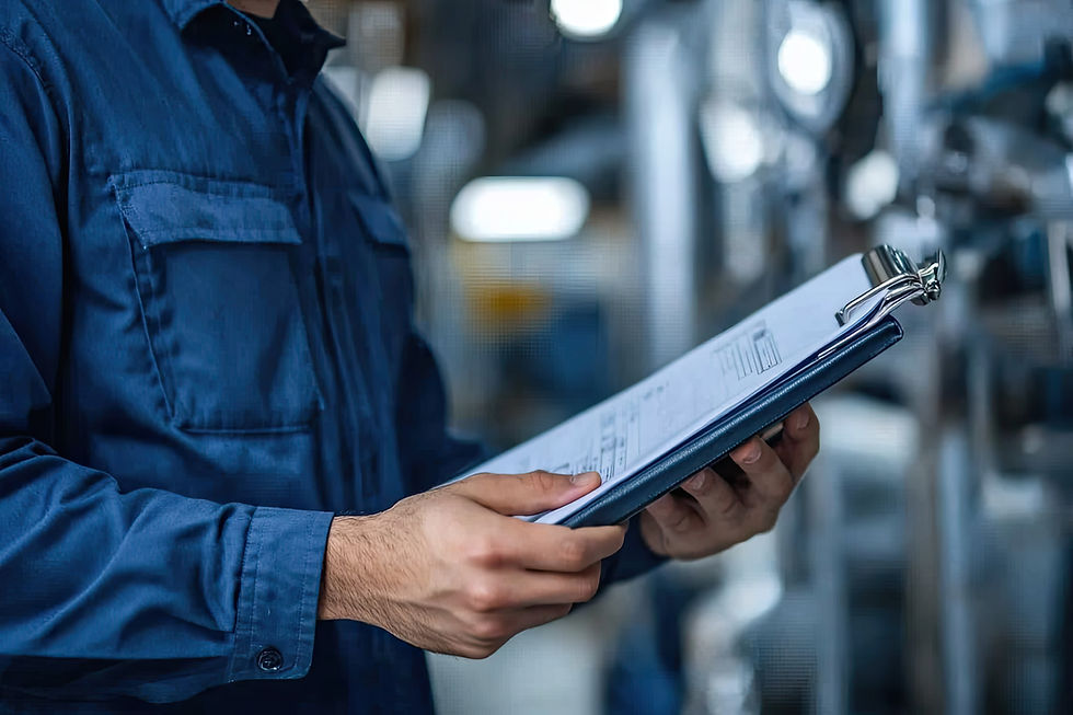 Quality control inspection using digital checklist in industrial manufacturing facility