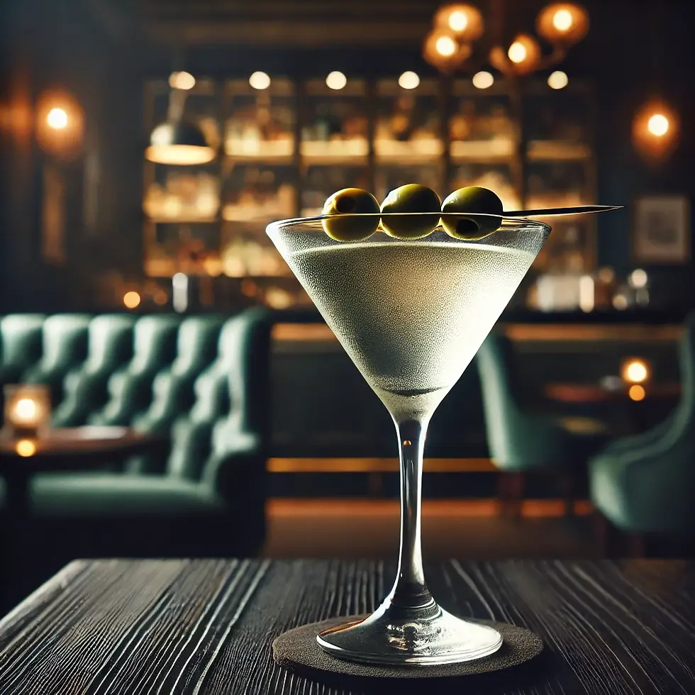 DALL·E 2025-02-16 00.35.32 - A close-up of a dirty martini cocktail set on a dark wooden t