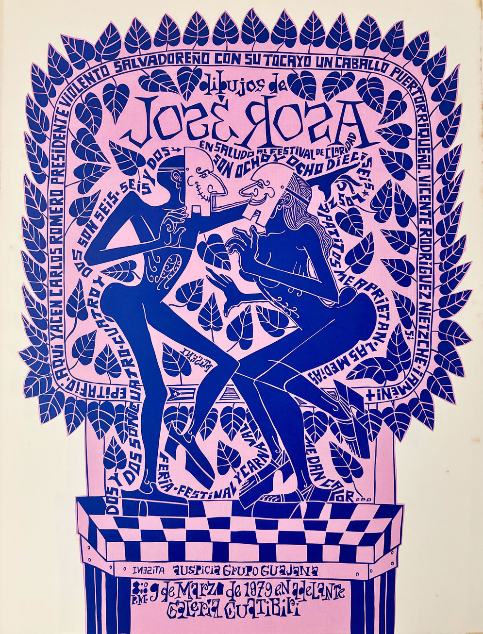 Cartel exhibición Dibujos de José Rosa, Galería Guatibiri (1979). (Suministrado por Jorge Rodríguez)