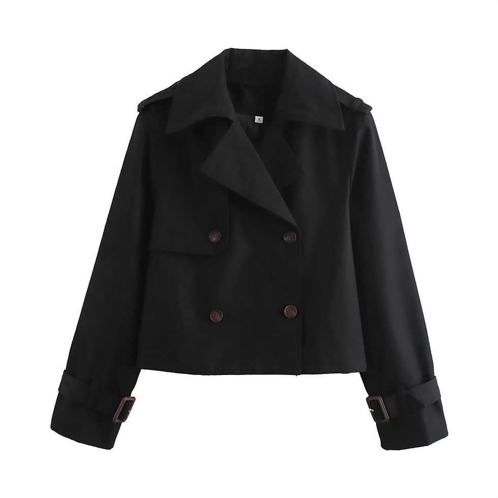 Miniatura: Ladies Vintage Cropped Trench Spring Autumn Jacket Women Streetwear Double Breas