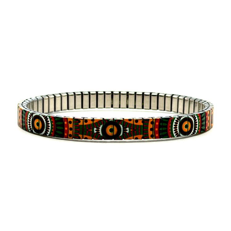 Stainless steel designer bracelet 6mm handmade in London - Checkers Orange Peru by Urband London