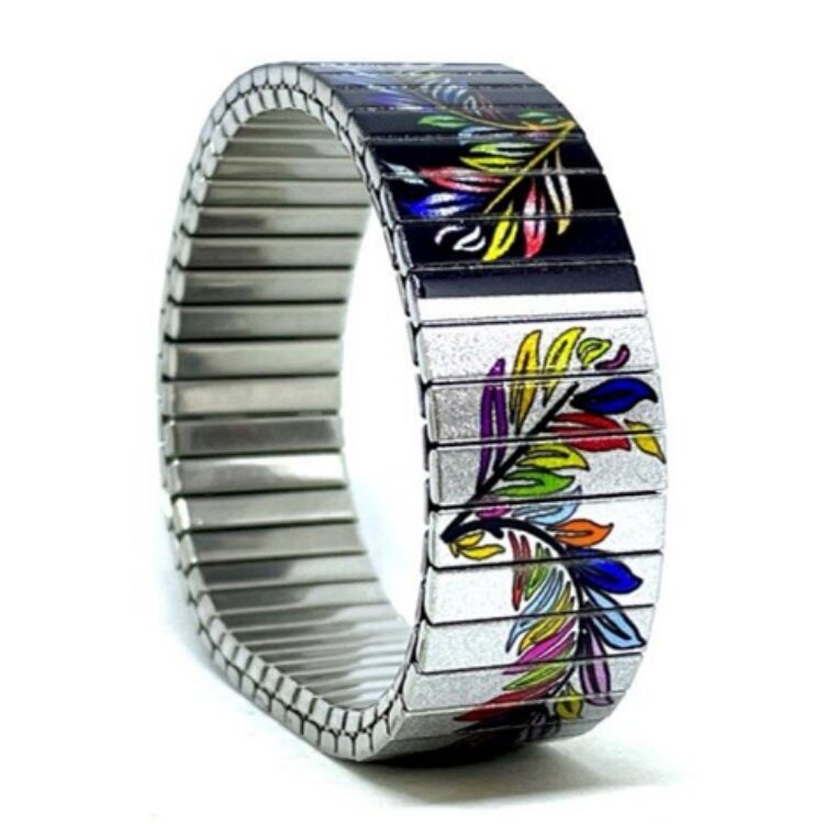 Stainless steel designer bracelet 18mm handmade in London - Flowers Garden 2in1 colour bliss Metallic by Urband London