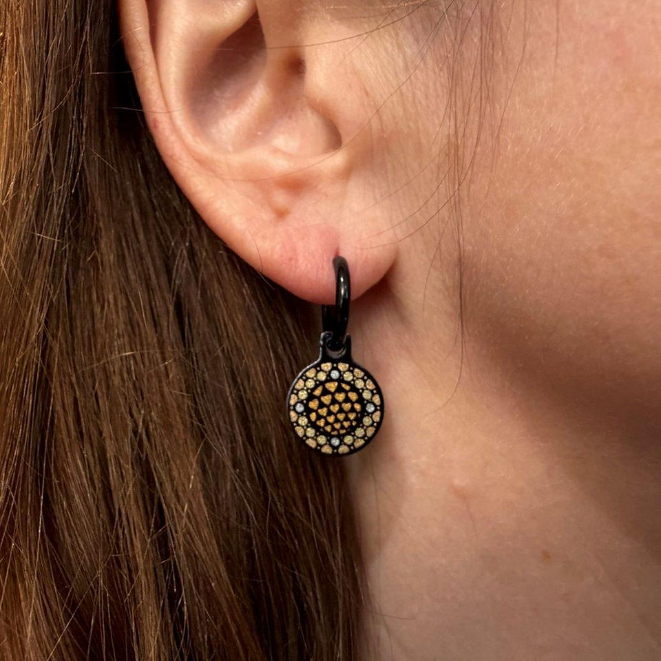 Handmade double-sided stainless steel designer drop earrings from the With Love Collection