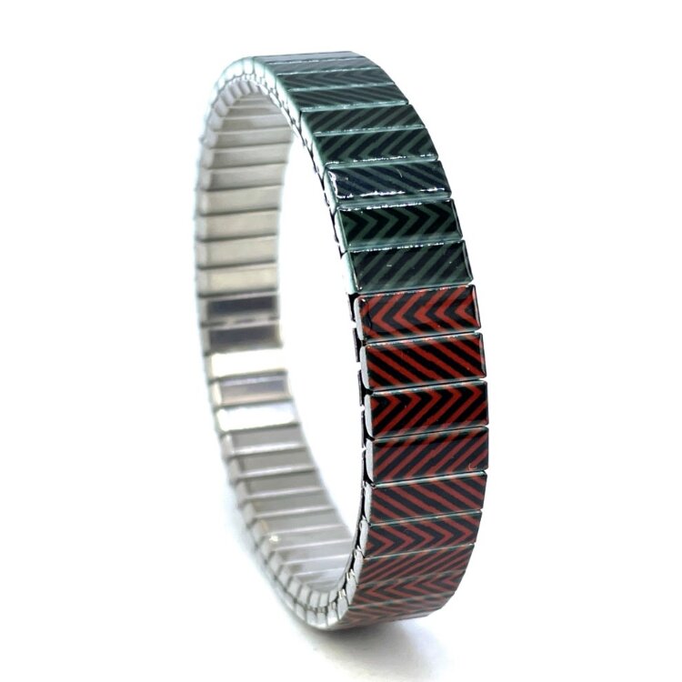 Stainless steel designer bracelet 10mm handmade in London - Zigzag 2in1 red Polished by Urband London