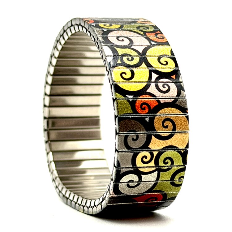 Stainless steel designer bracelet 18mm handmade in London - Circles Interwind cool earthy chic Metallic by Urband London