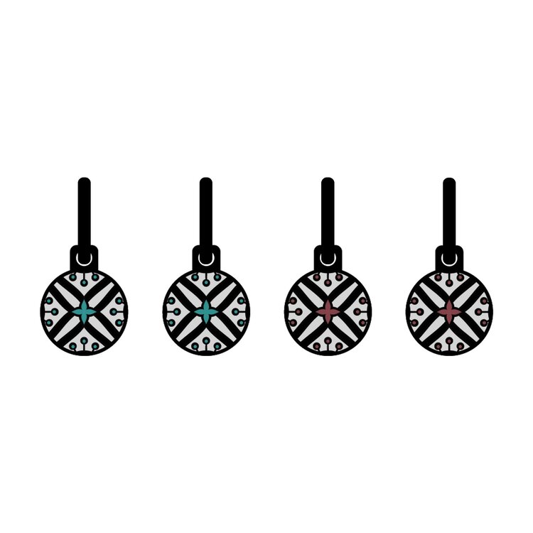 Double-sided 14mm round stainless steel drop earrings featuring the Mandala Daisies deep ocean blue and pink bubbles design in a metallic finish. The artwork appears on both sides of the drops, so the design remains visible as they move. by Urband London