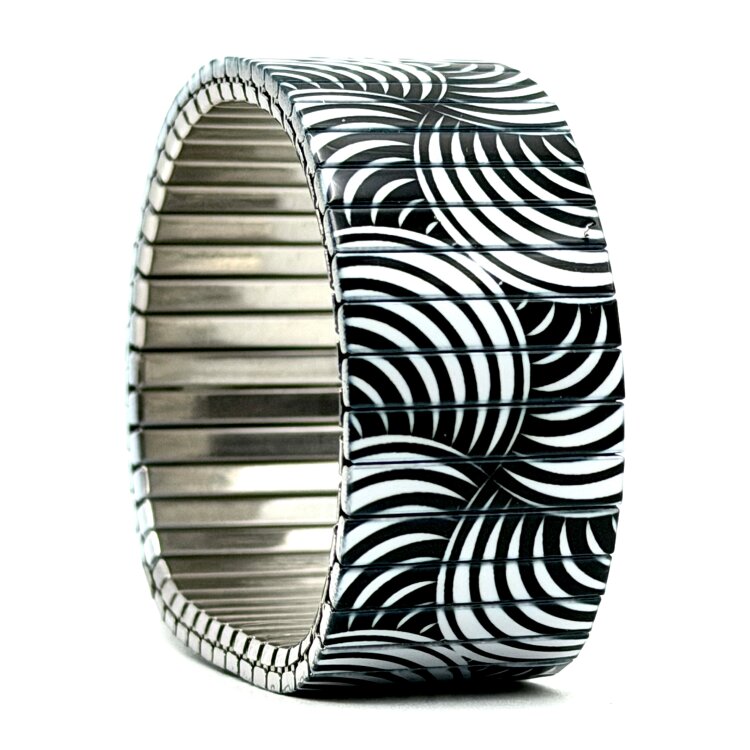 Stainless steel designer bracelet 22mm handmade in London - Circles Discs cosmos cool by Urband London