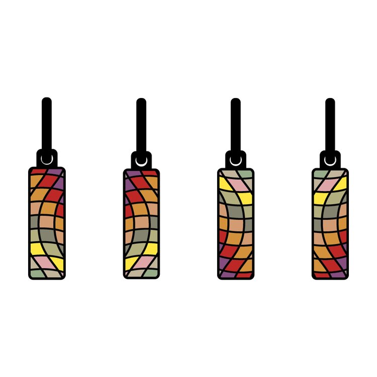 Double-sided 8mm x 24mm rectangular stainless steel drop earrings featuring the Waves Mosaic Positano design in a metallic finish. The slim double-sided drops show the artwork from either side and create a clean, contemporary look. by Urband London