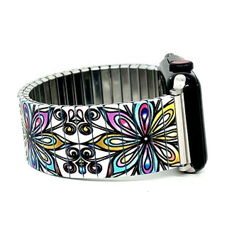 Unique stainless steel smart watch bracelets from the Urband London Flowers Mandala collection