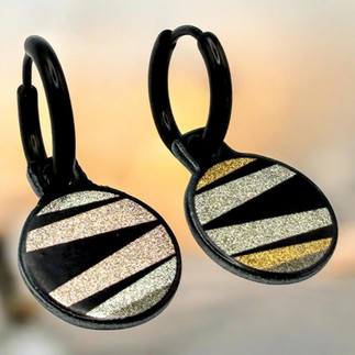 Handmade double-sided stainless steel designer drop earrings from the Lines Art collection