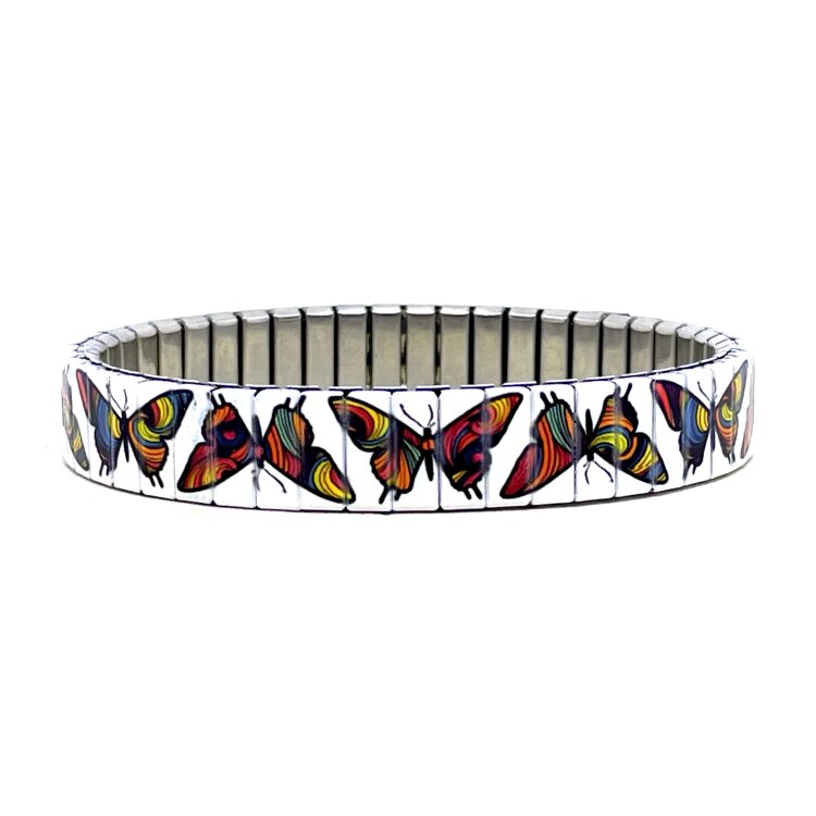 Stainless steel designer bracelet 10mm handmade in London - Art magical butterflies by Urband London