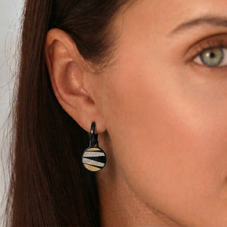 Handmade double-sided stainless steel designer drop earrings from the Lines Art collection