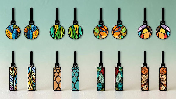 Floral designer stainless steel double-sided earrings collection featuring daisies, garden flowers and contemporary wearable art designs