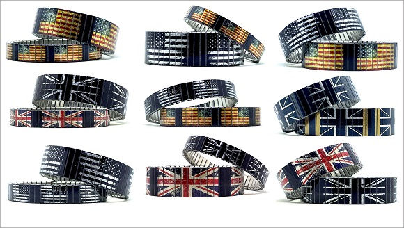 Flags stainless steel bracelets collection