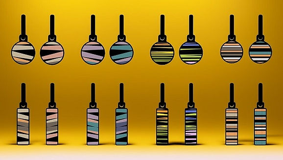 Lines Art stainless steel drop earrings on hoops collection