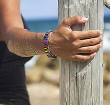Checkers Orange handmade designer stainless steel bracelet