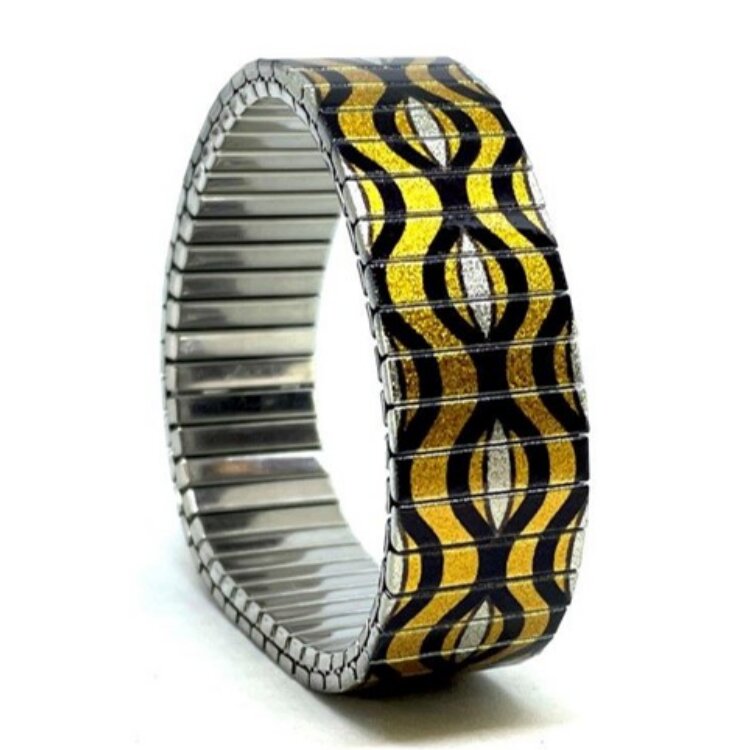 Stainless steel designer bracelet 18mm handmade in London - Eyes gold silver Metallic by Urband London
