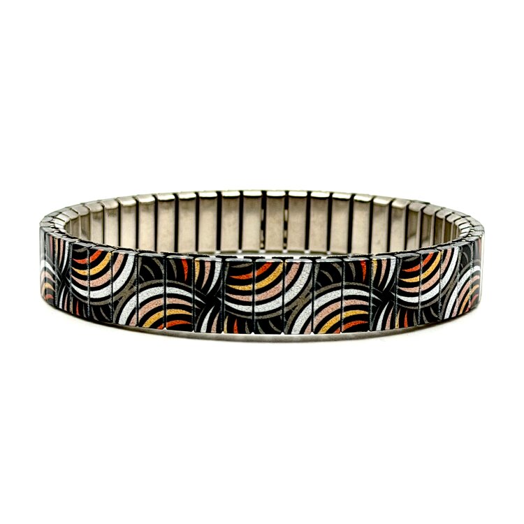 Stainless steel designer bracelet 10mm handmade in London - Circles Discs cosmos earthy cool Metallic by Urband London