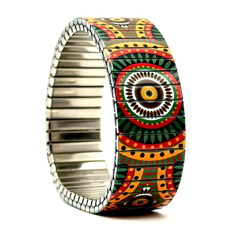 Stainless steel designer bracelet 18mm handmade in London - Checkers Orange Peru by Urband London