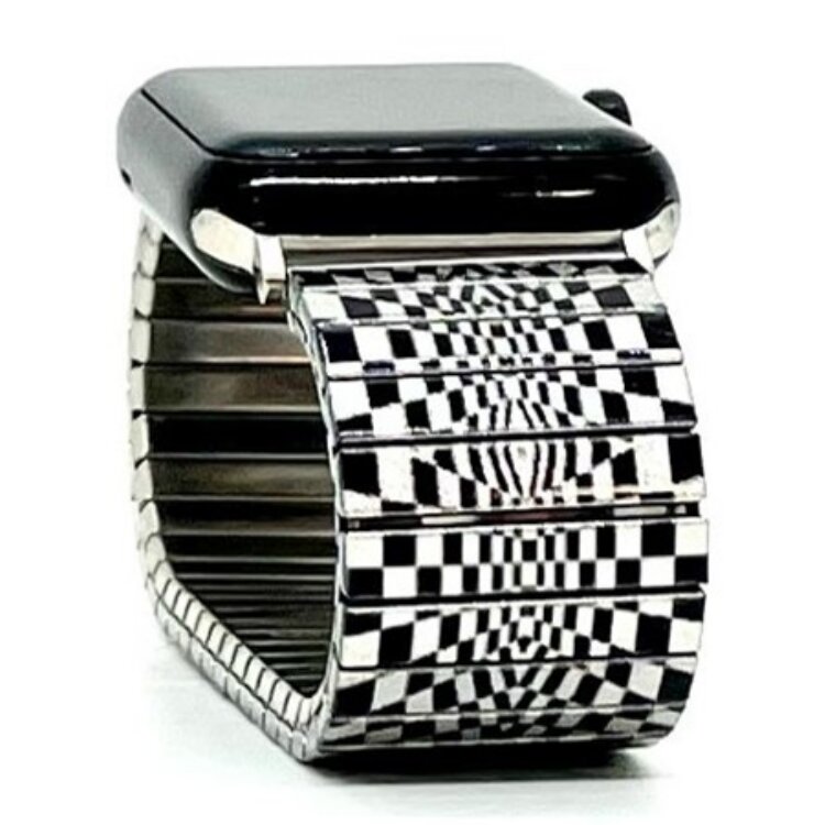 Stainless steel designer bracelet for smart watch handmade in London - Lisbon Inspired Escher style Metallic by Urband London